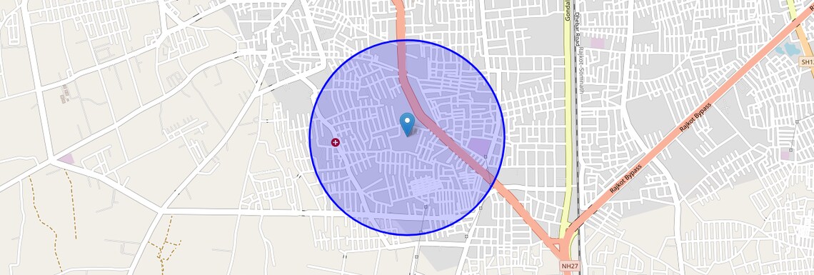 Location Map of Punit Nagar, Rajkot