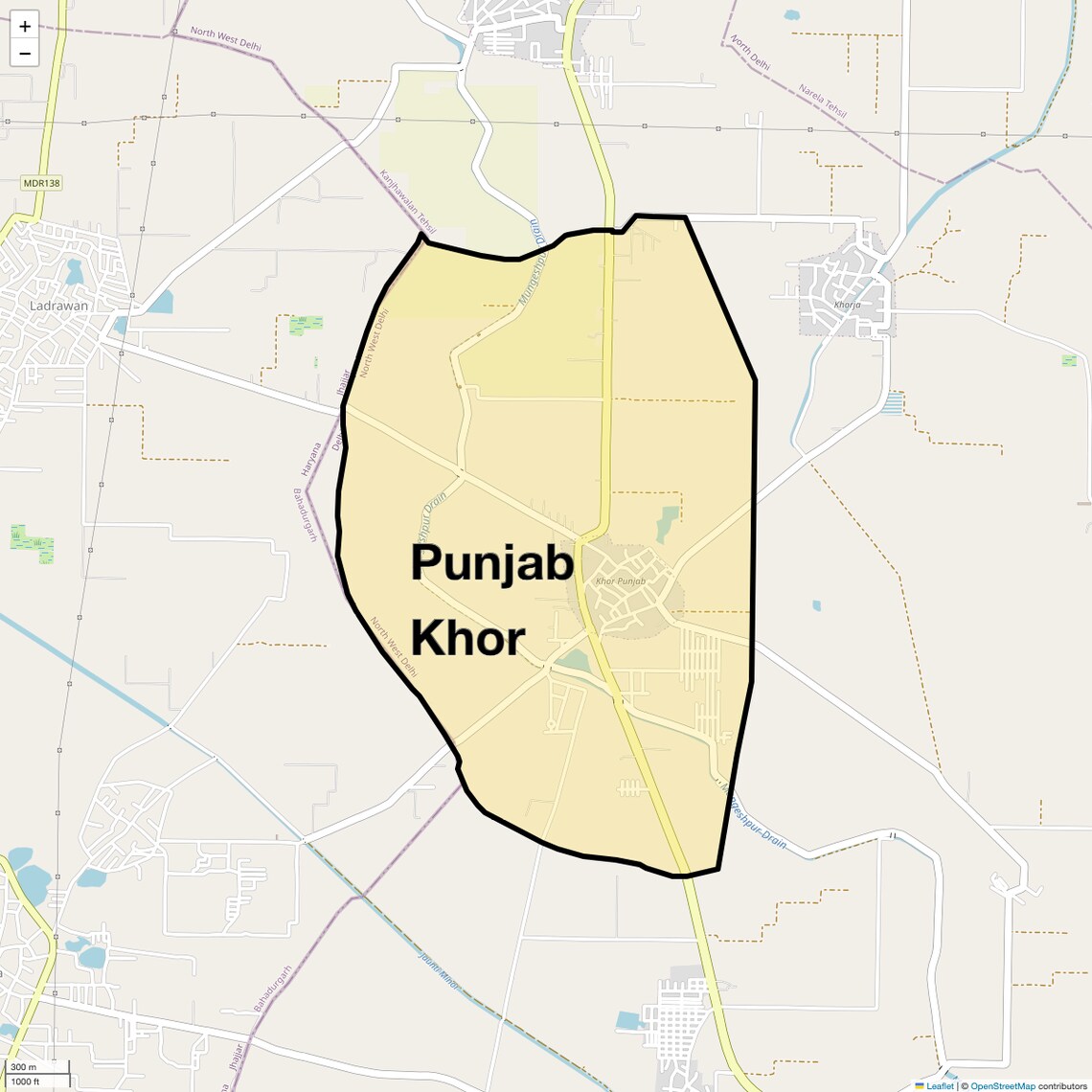 Location Map of Punjab Khor, Delhi