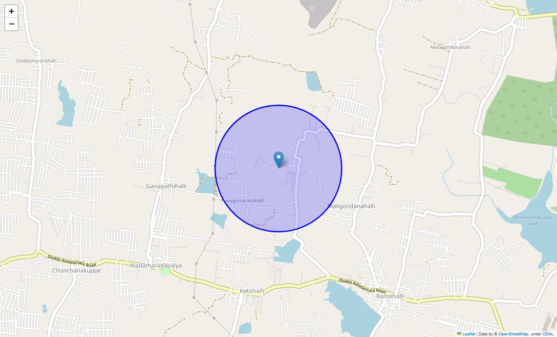 Location Map of Punugamaranahalli, Bangalore