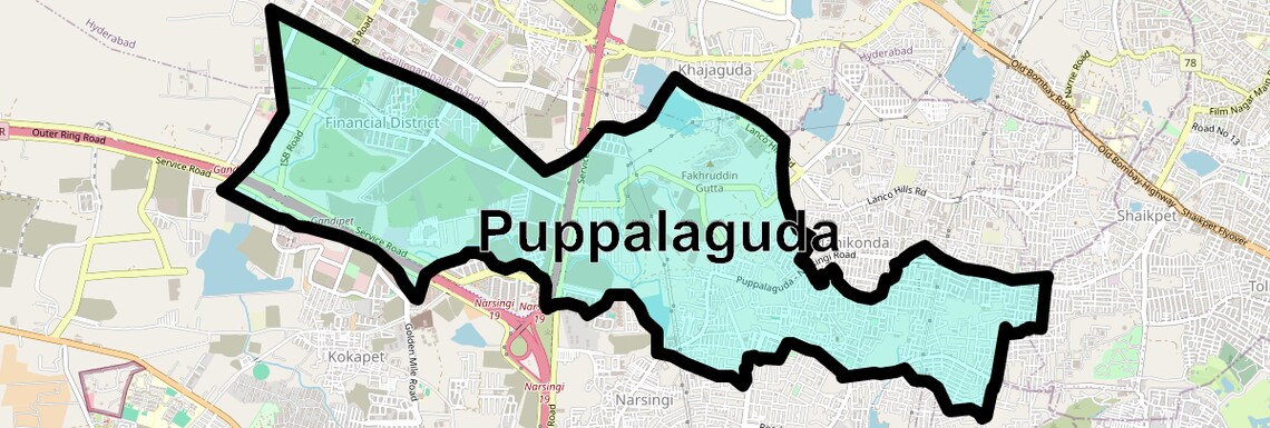 Location Map of Puppalaguda, Hyderabad