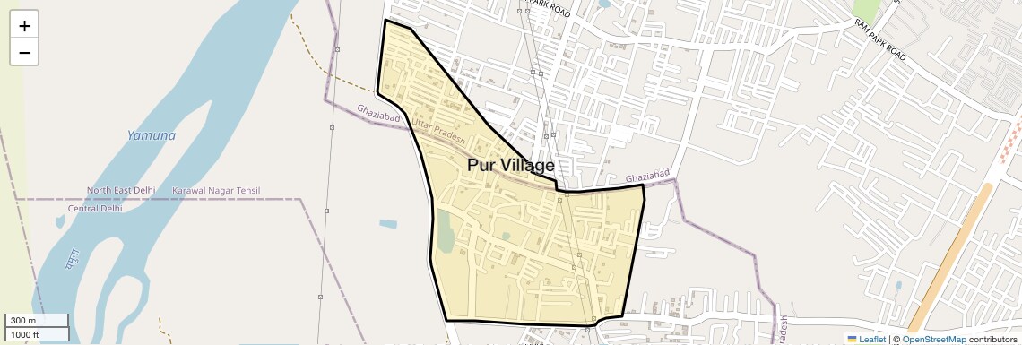 Location Map of Pur Village, Delhi