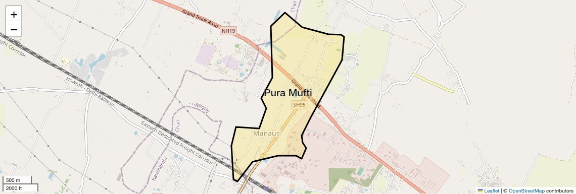 Location Map of Pura Mufti, Allahabad