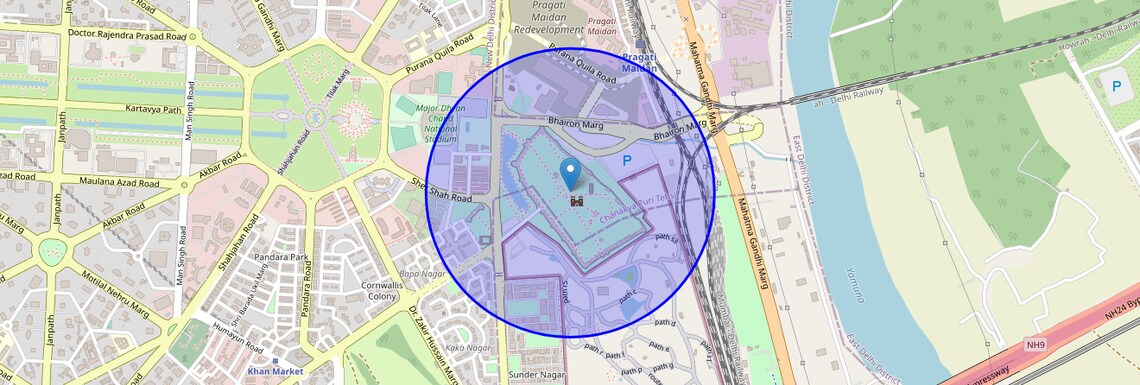 Location Map of Purana Qila, Delhi