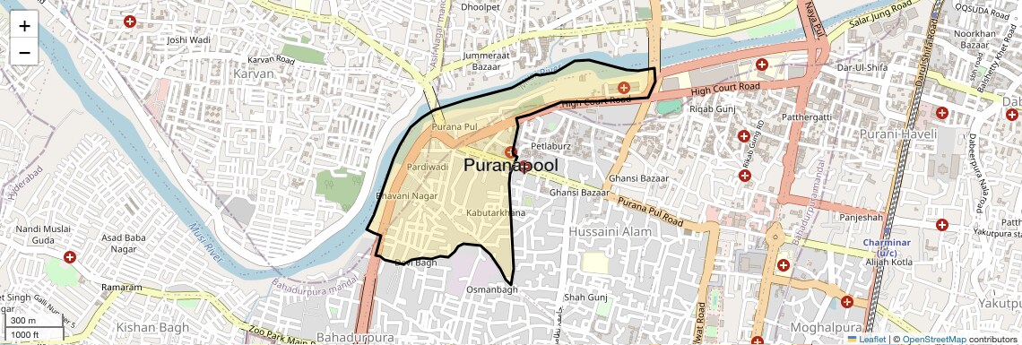Location Map of Puranapool, Hyderabad