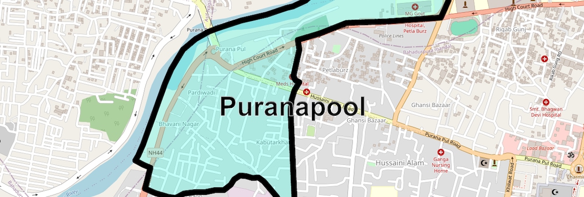 Location Map of Puranapool, Hyderabad