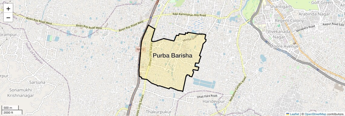 Location Map of Purba Barisha, Kolkata