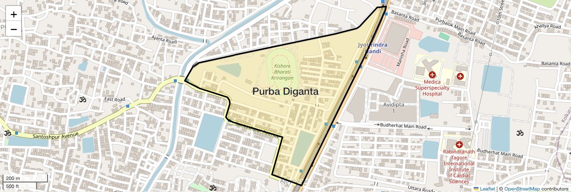 Location Map of Purba Diganta, Kolkata