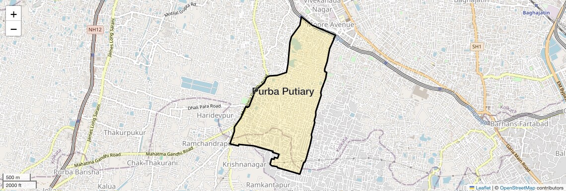Location Map of Purba Putiary, Kolkata