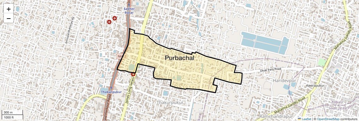 Location Map of Purbachal, Kolkata
