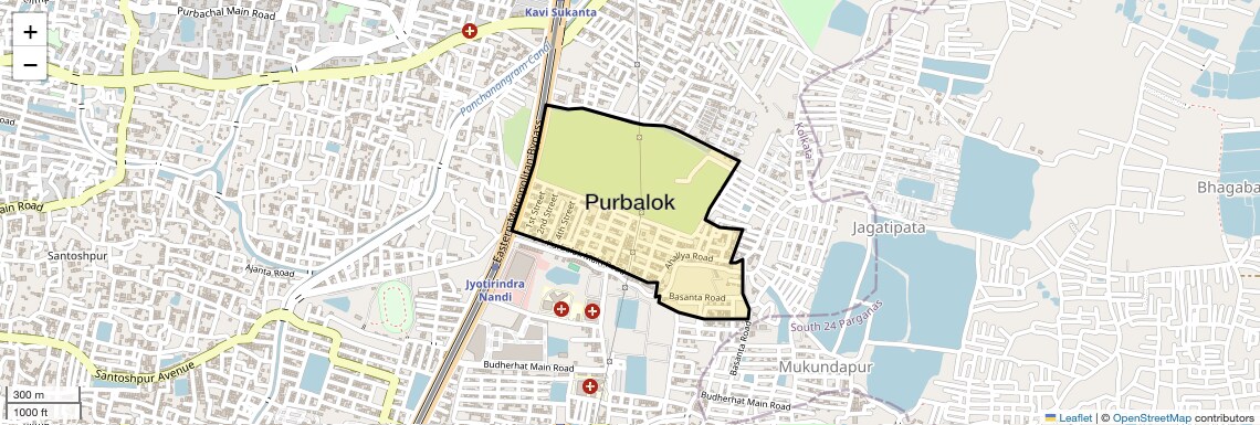 Location Map of Purbalok, Kolkata