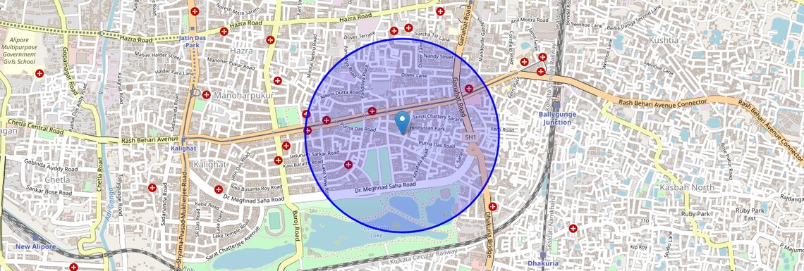 Location Map of Purna Das Road, Kolkata
