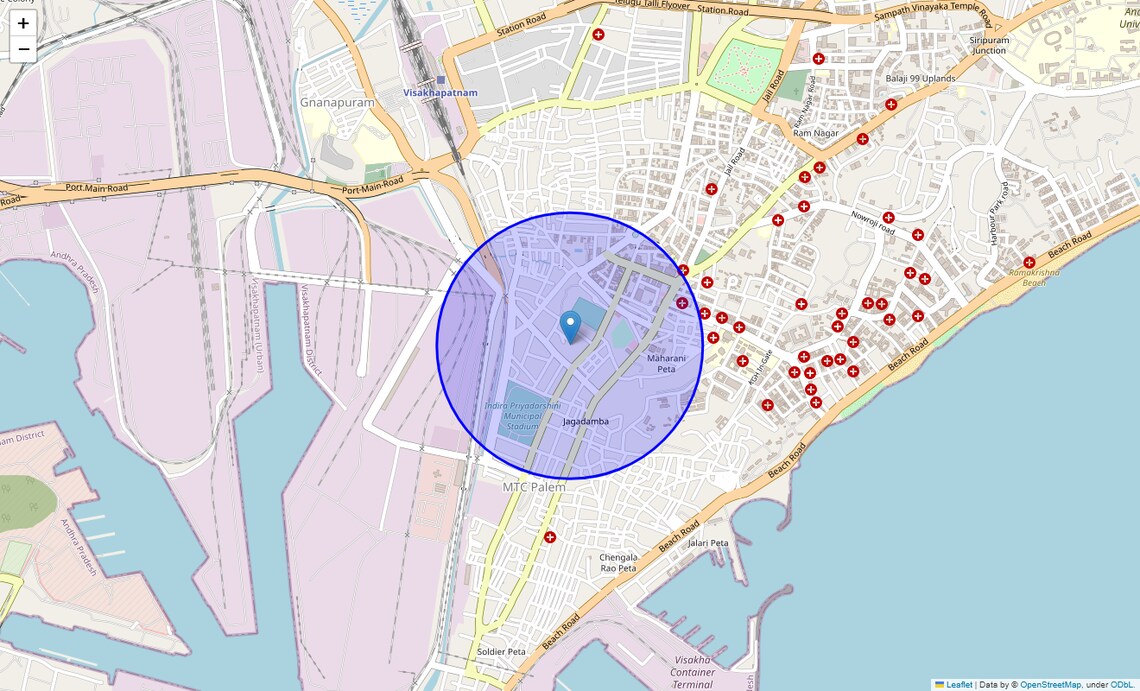 Location Map of Purna Market, Vizag