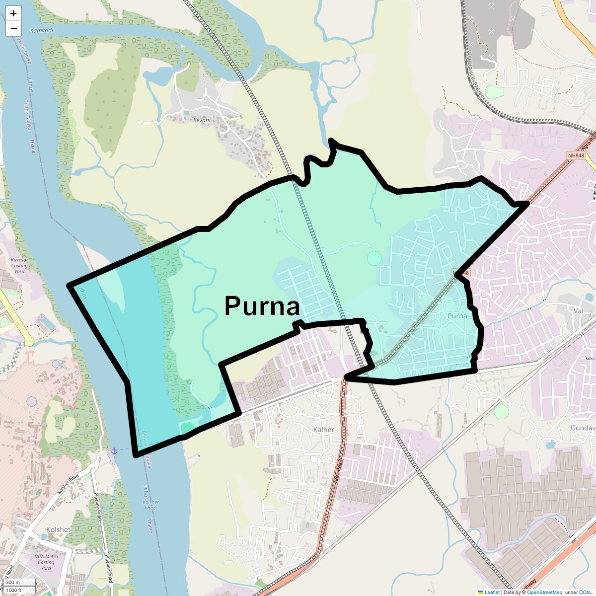 Location Map of Purna, Thane