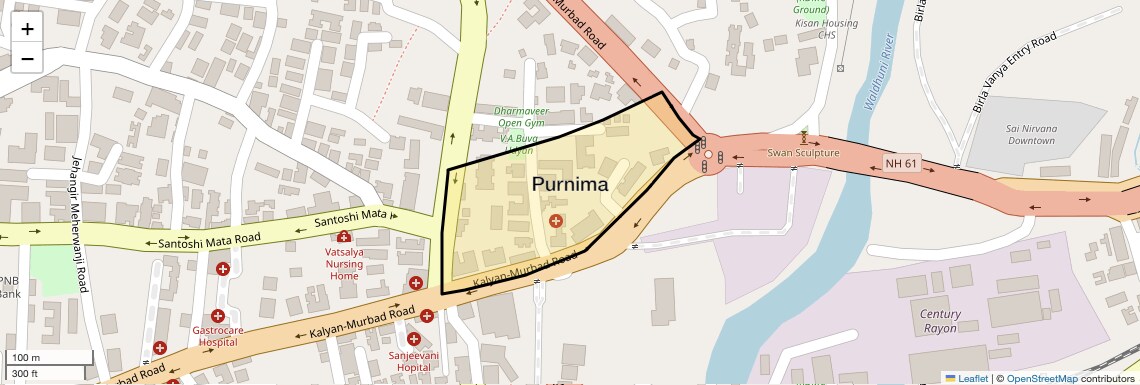 Location Map of Purnima, Thane