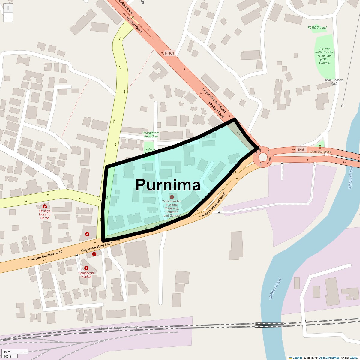 Location Map of Purnima, Thane