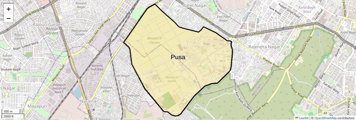 Location Map of Pusa, Delhi