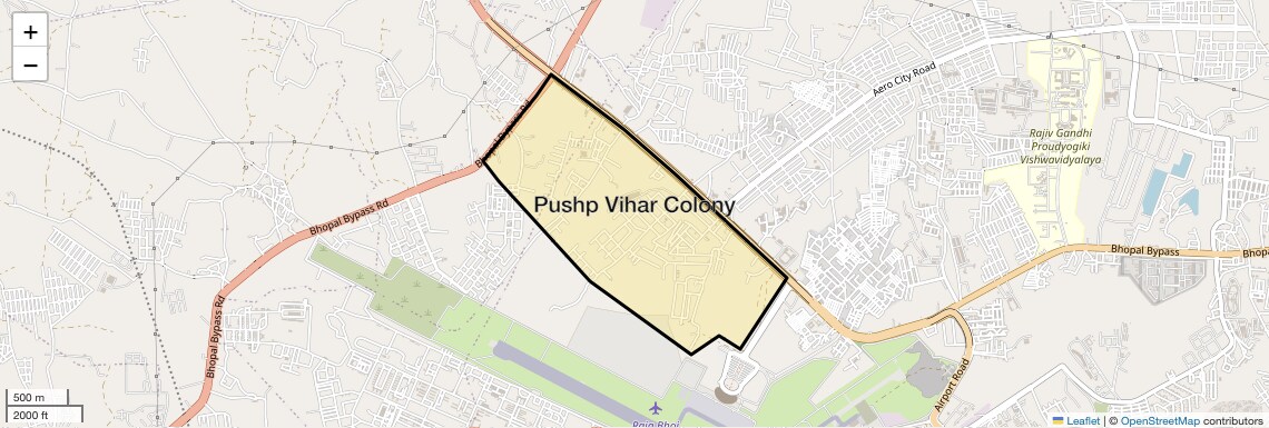 Location Map of Pushp Vihar Colony, Bhopal