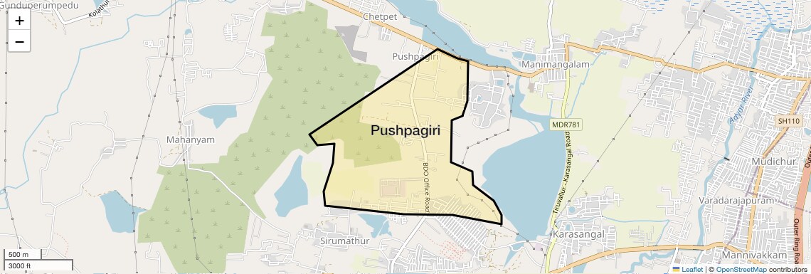 Location Map of Pushpagiri, Chennai