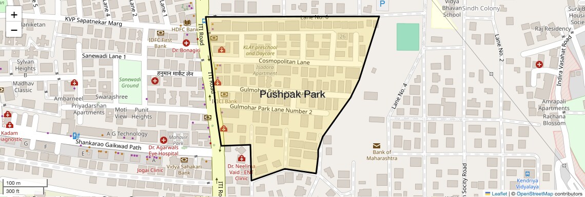 Location Map of Pushpak Park, Pune
