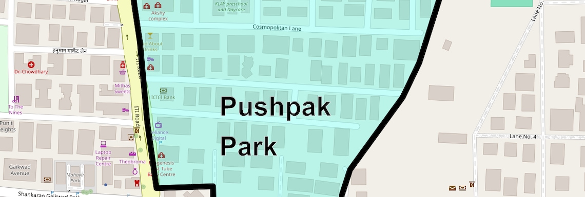 Location Map of Pushpak Park, Pune