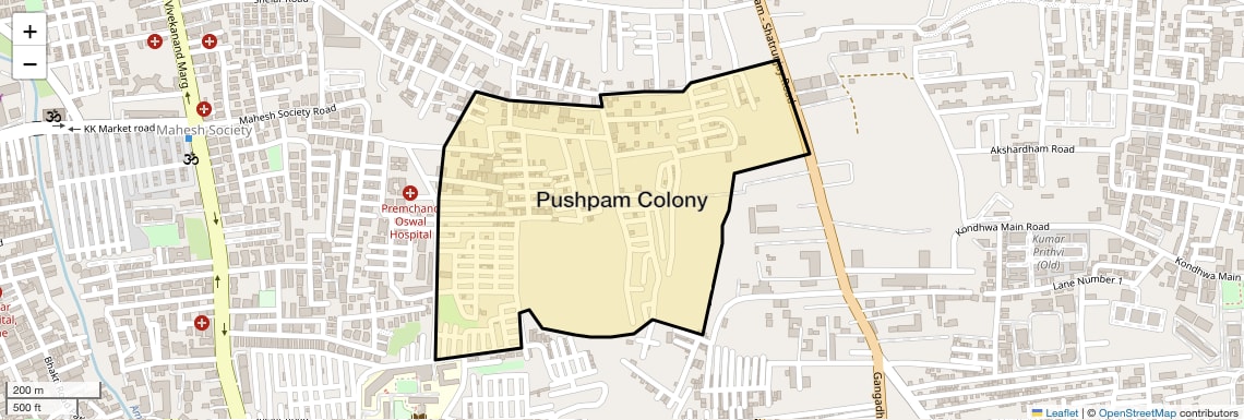 Location Map of Pushpam Colony, Pune
