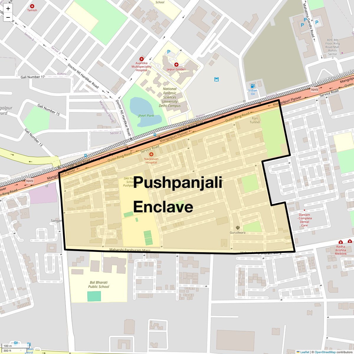 Location Map of Pushpanjali Enclave, Delhi