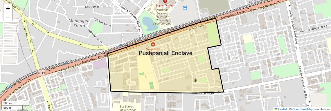 Location Map of Pushpanjali Enclave, Delhi