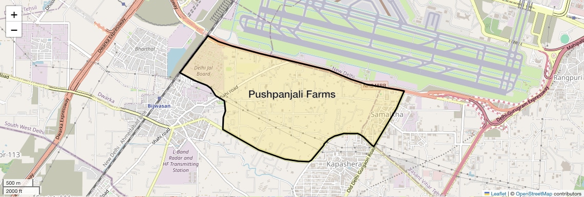 Location Map of Pushpanjali Farms, Delhi