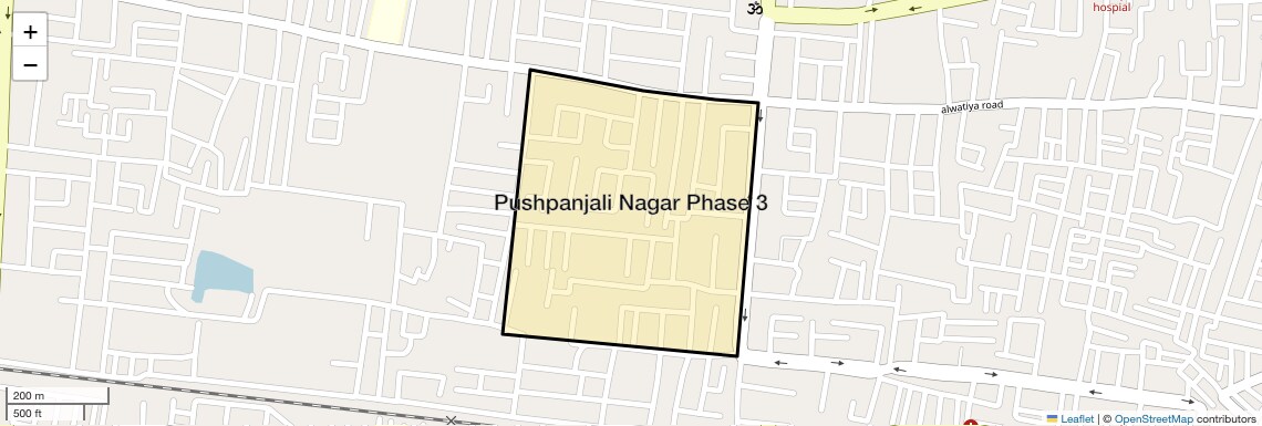 Location Map of Pushpanjali Nagar Phase 3, Agra