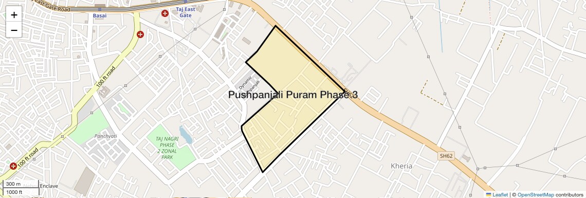 Location Map of Pushpanjali Puram Phase 3, Agra