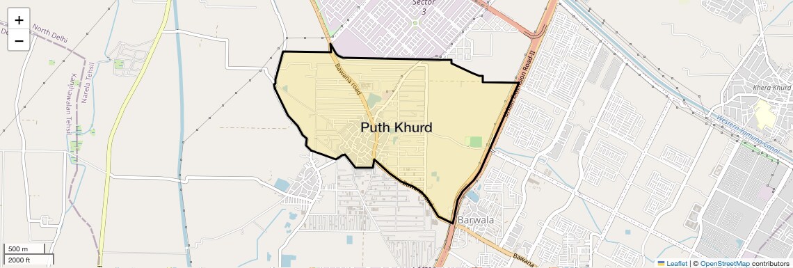 Location Map of Puth Khurd, Delhi