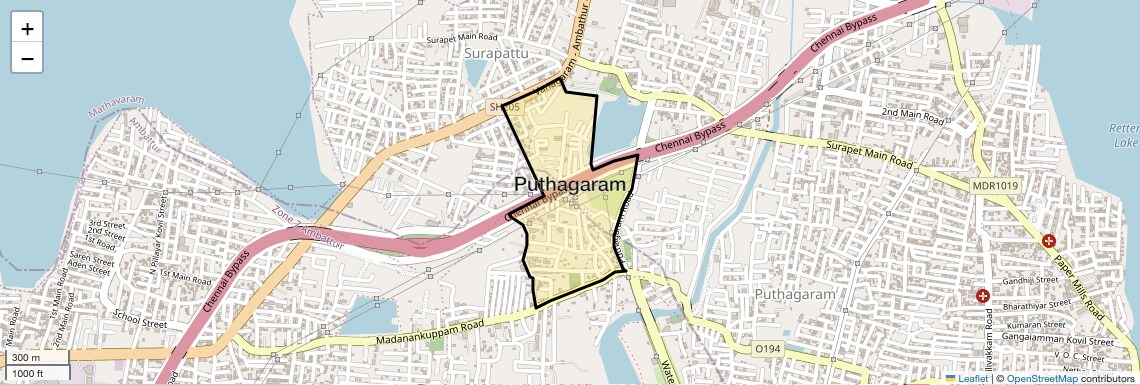Location Map of Puthagaram, Chennai