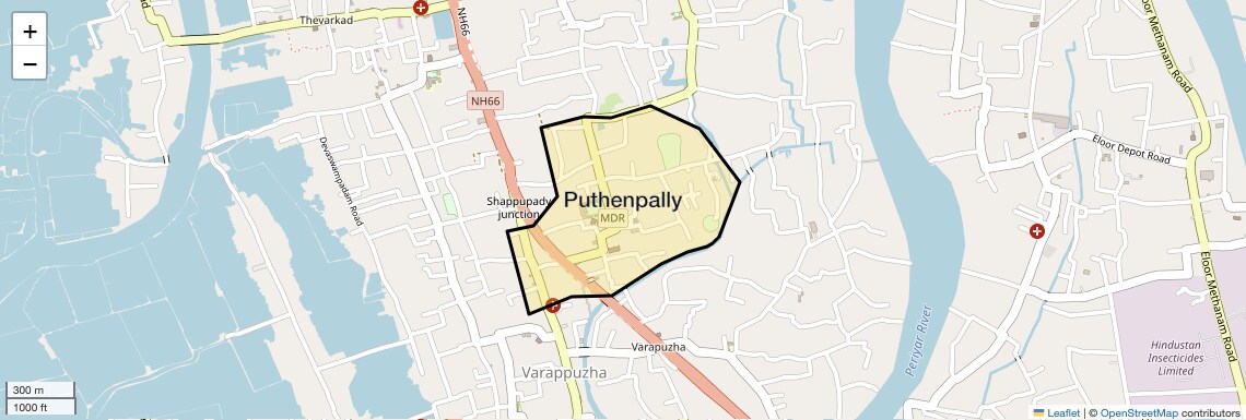 Location Map of Puthenpally, Kochi