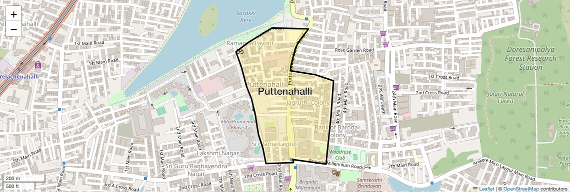 Location Map of Puttenahalli, Bangalore