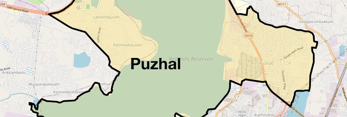 Location Map of Puzhal, Chennai