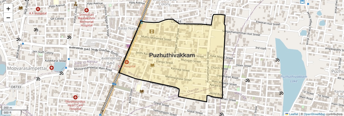 Location Map of Puzhuthivakkam, Chennai
