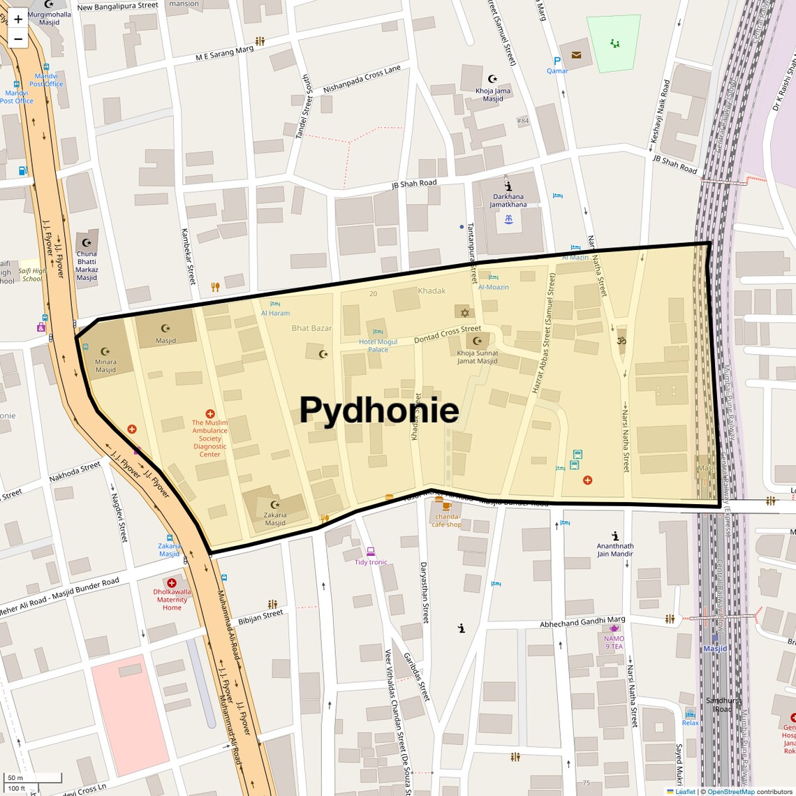 Location Map of Pydhonie, Mumbai