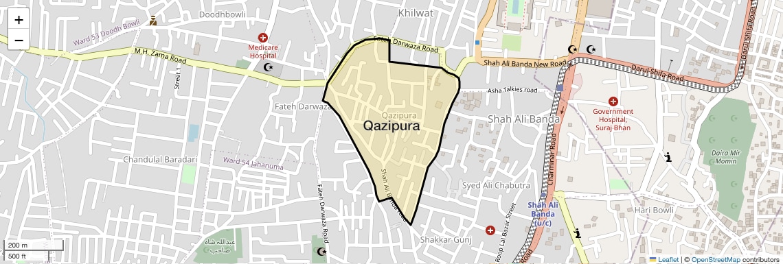 Location Map of Qazipura, Hyderabad