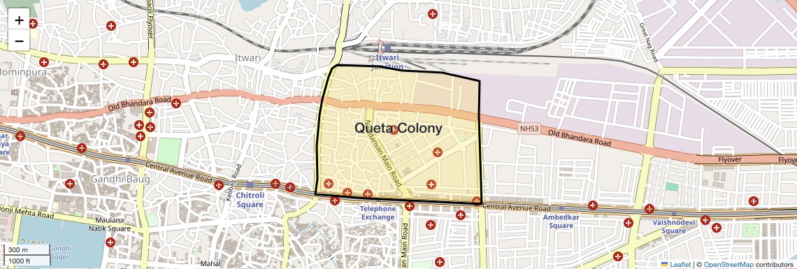Location Map of Queta Colony, Nagpur