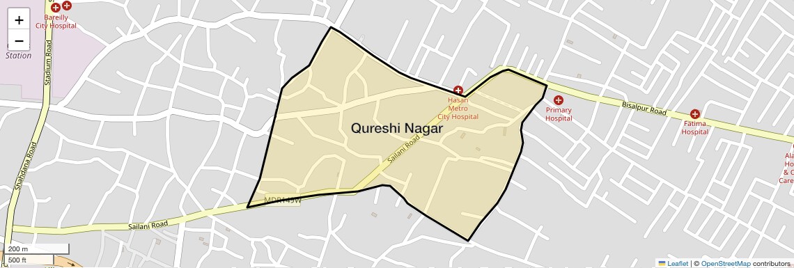 Location Map of Qureshi Nagar, Bareilly