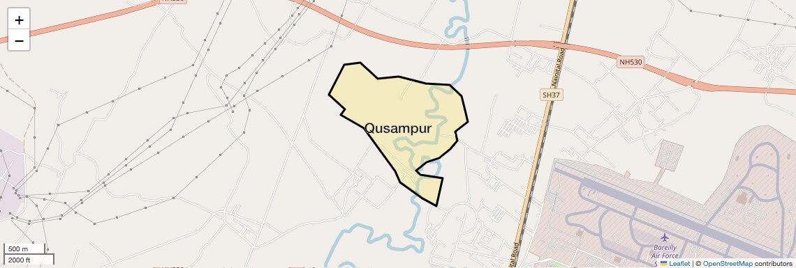 Location Map of Qusampur, Bareilly