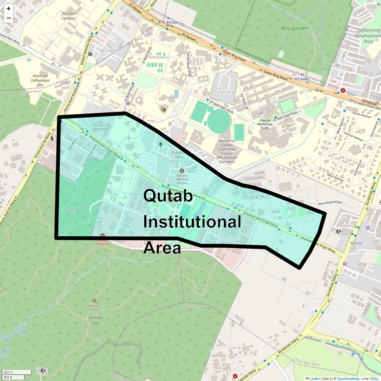 Location Map of Qutab Institutional Area
