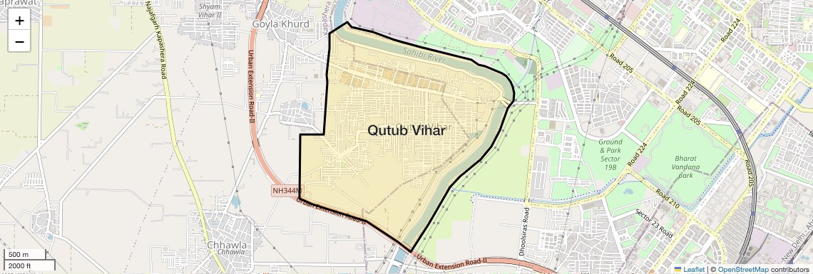Location Map of Qutub Vihar, Delhi