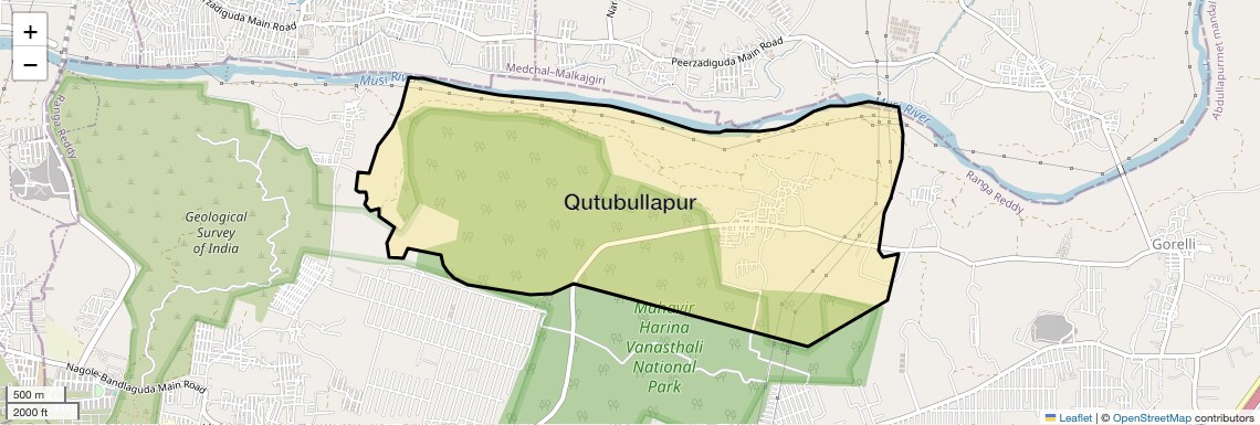 Location Map of Qutubullapur, Hyderabad