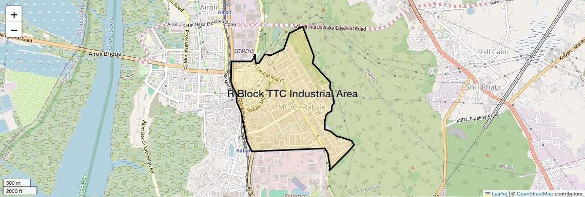 Location Map of R Block TTC Industrial Area, Navi Mumbai