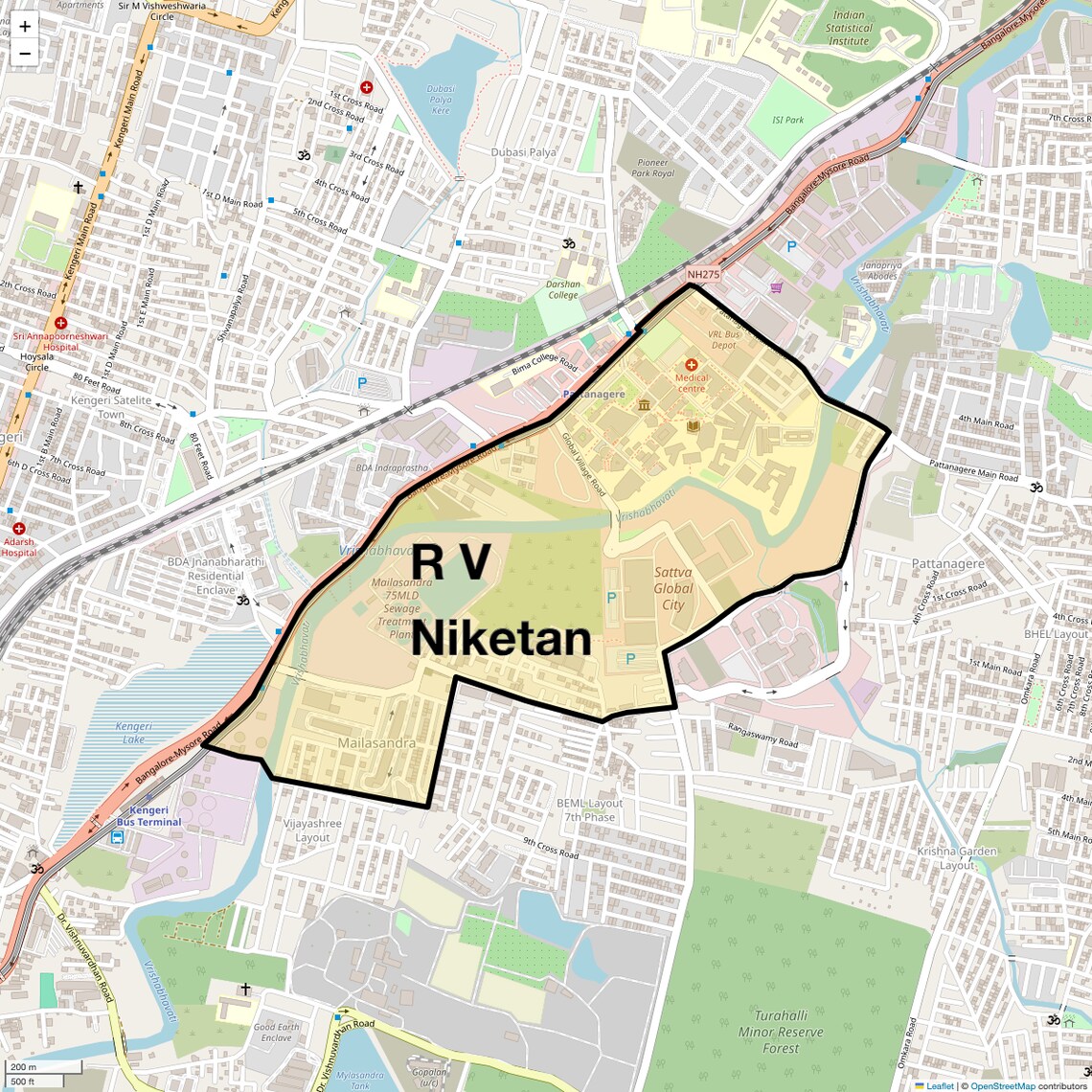 Location Map of R V Niketan, Bangalore