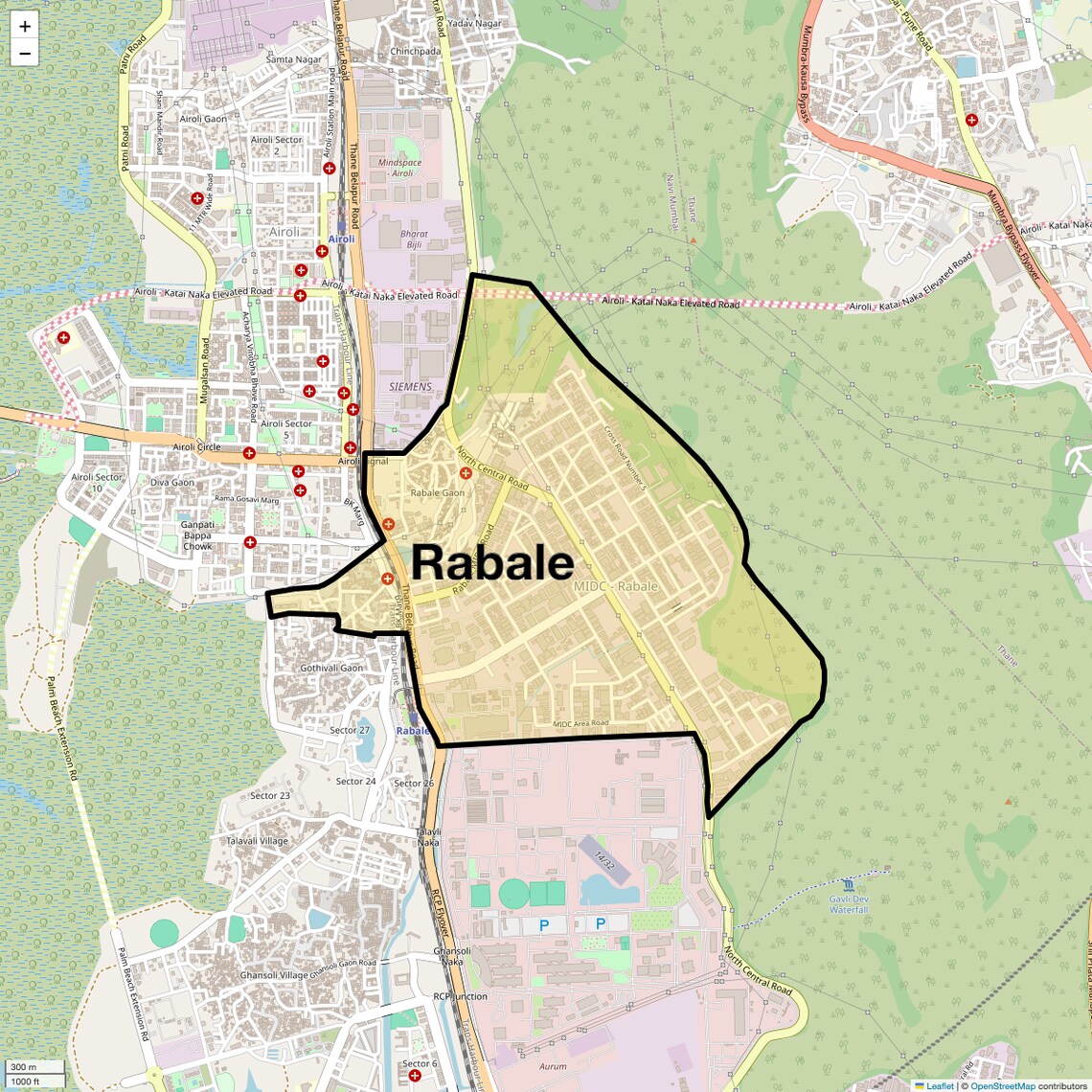 Location Map of Rabale, Navi Mumbai