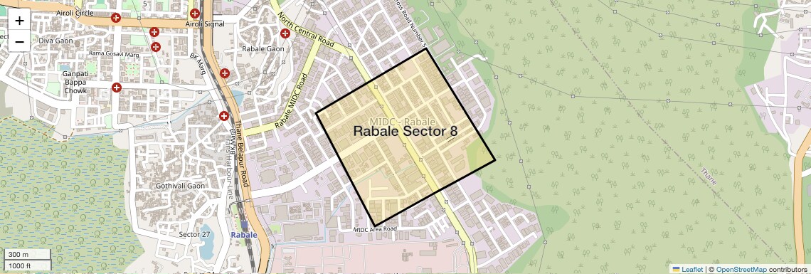 Location Map of Rabale Sector 8, Navi Mumbai