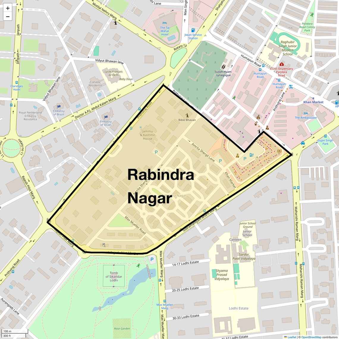 Location Map of Rabindra Nagar, Delhi