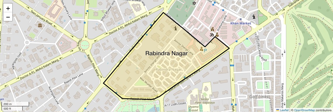 Location Map of Rabindra Nagar, Delhi